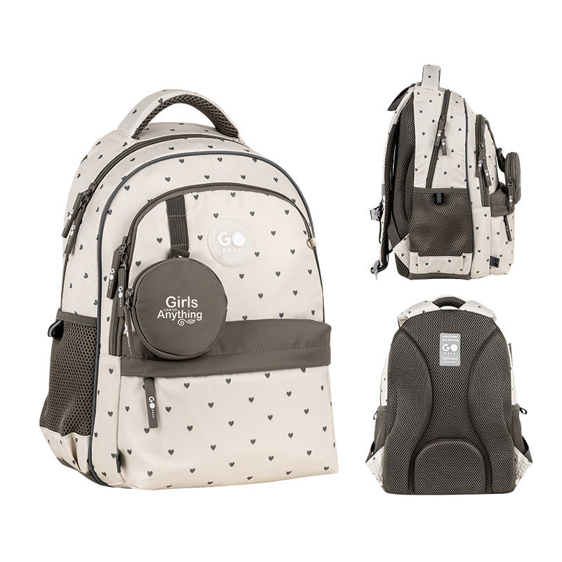 Рюкзак шкільний GoPack Education Beige Polka Dots GO26-182M-3