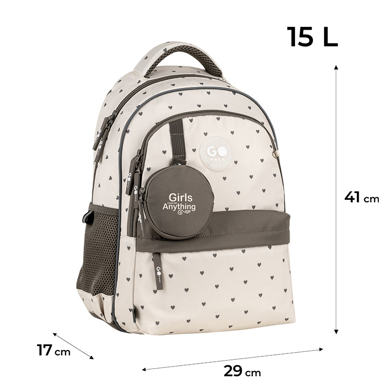Рюкзак шкільний GoPack Education Beige Polka Dots GO26-182M-3